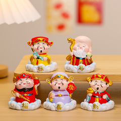 財神像の置物、クリエイティブな新作樹脂工芸品、オフィスギフト、装飾、五福臨門、ネットで話題の記念品