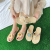 High quality slide, summer slippers, fashionable design footwear, woven flip flops, loose fit, trend of season, flowered