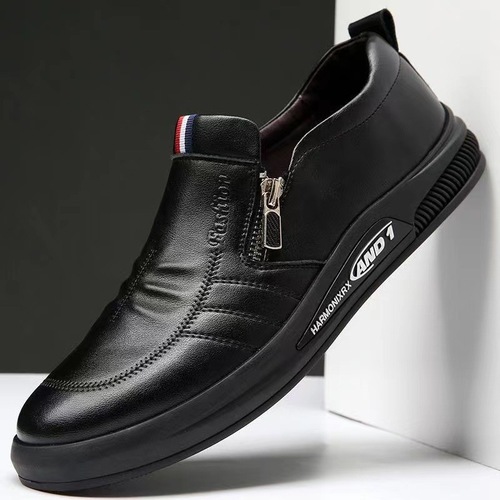 Foreign Trade Men's Spring Breathable Thick Sole Slip-on White Shoes for Men, Business British Style Leather Shoes