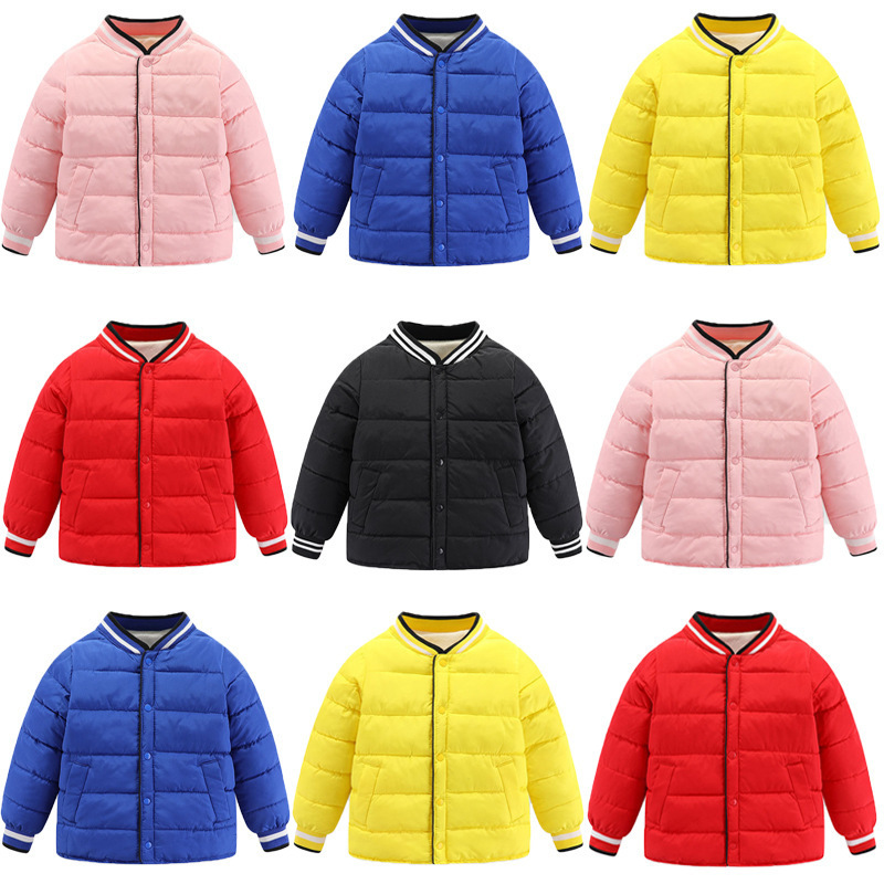Ropa infantil anti-temporada ropa de algodón bebé ropa de plumón niñas niños linas de color sólido ligeras