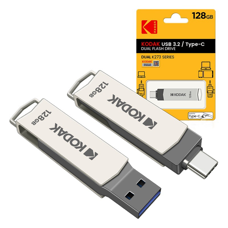 Kodak de alta velocidad USB disco flash al por mayor 3,2 interfaz de tipo C teléfono móvil computadora de doble uso 256G almacenamiento USB flash disco 128g