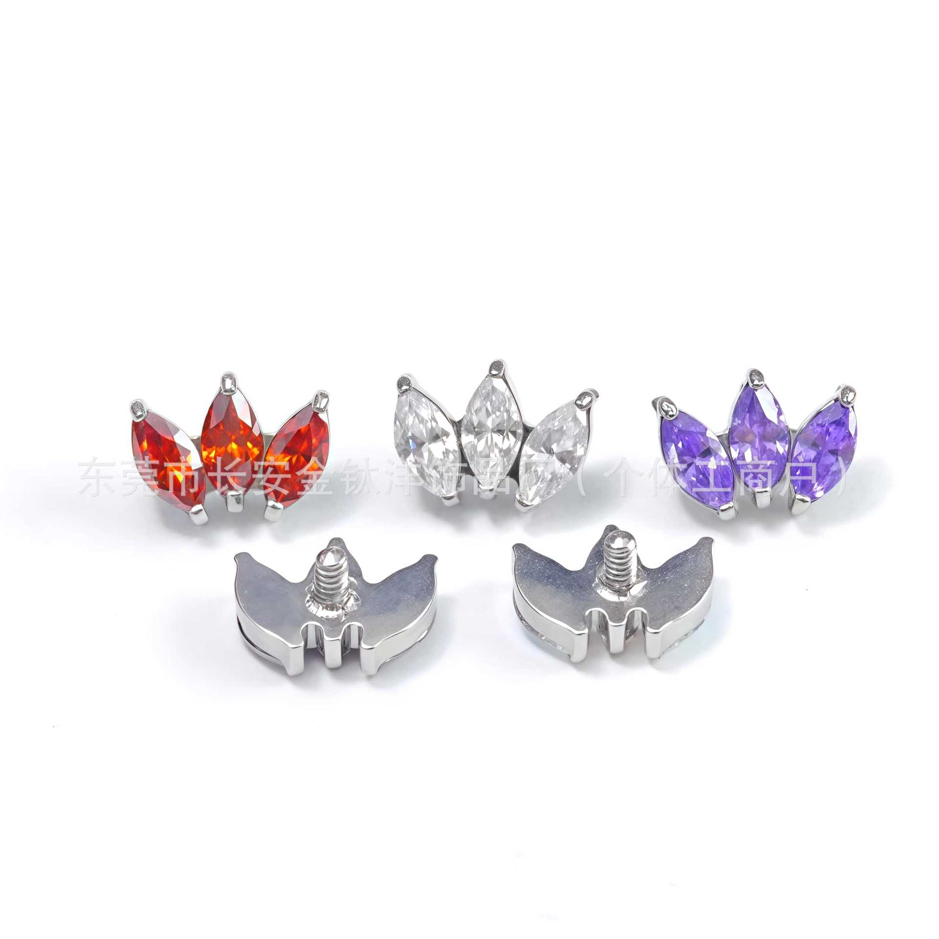 F136 Titanium Marquise Bezel 5A Zircon Lip Nail Nose Nail Ear Bone Nail G23 Titanium Alloy Body Piercing Jewelry in Stock detail image 7