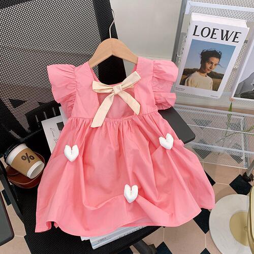 Girls Dress 2024 Summer New Korean Style Children's Princess Dress Fashionable Children's Baby Summer Short Sleeve Dress