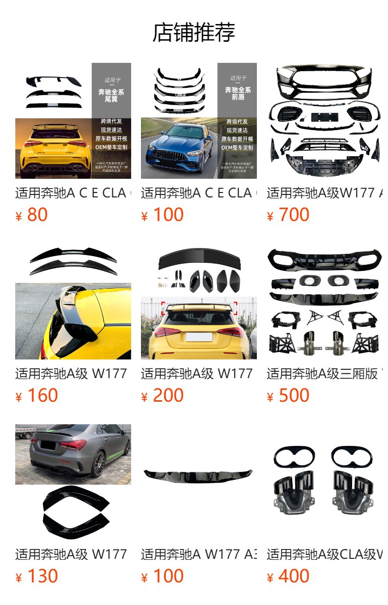 Suitable for Mercedes-Benz A-Class W177 A35 A45 2018+ Amg Rear Lip Rear Spoiler Blade Surround Modification Parts