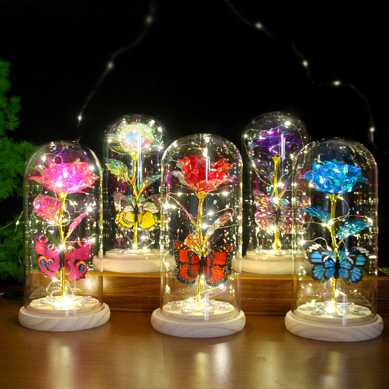 520 Chinese Valentine's Day gifts for girlfriend wholesale new LED lights Christmas luminous glass cover rose lanterns