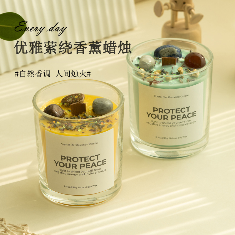 カスタム結晶石アロマキャンドル手作り大豆ワックスアロマキャンドルお土産対外貿易専用卸売りアロマキャンドル
