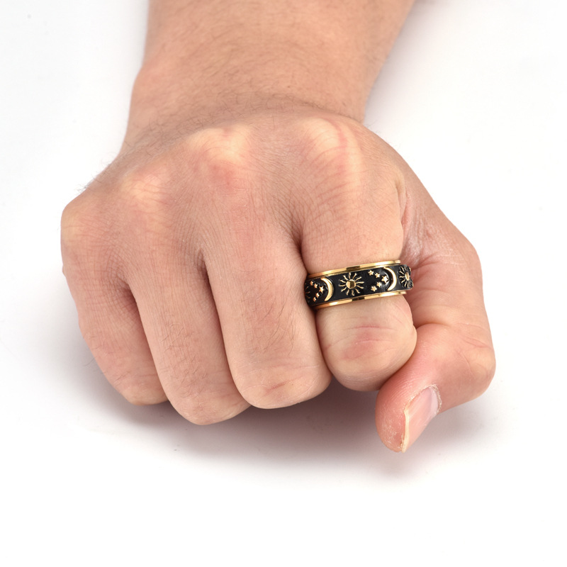 Fashion Star Moon Stainless Steel Plating Rings