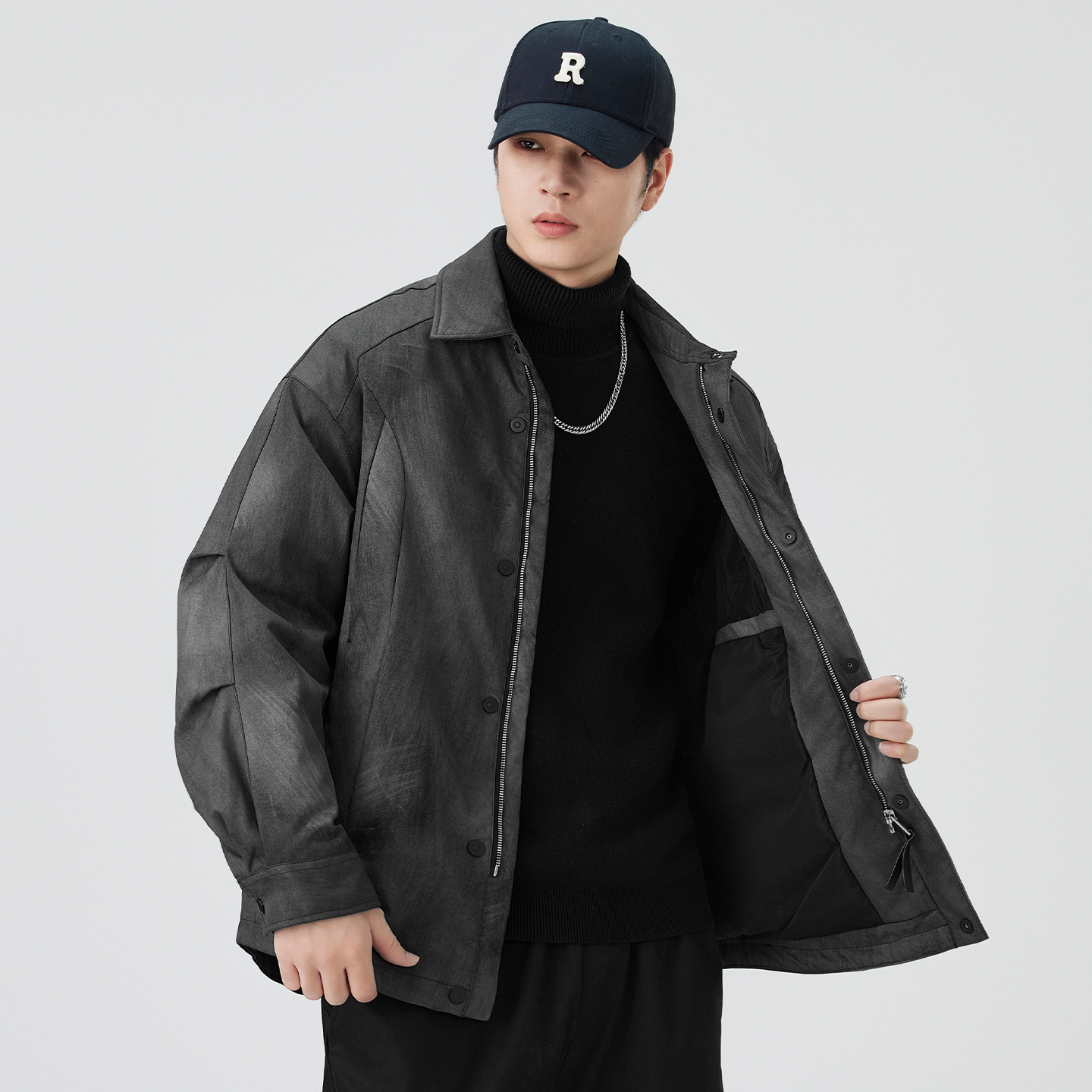 2025 invierno nuevo chaqueta de plumón para hombres retro japonés con solapa suelta chaqueta de plumón cálida abrigo de ocio universal
