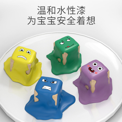 Amazon children's wooden double battle face-changing expression Rubik's cube with bell building blocks wooden early education educational toys