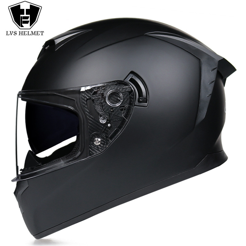 LVS casco de la motocicleta estándar nacional de los hombres y las mujeres del casco completo de doble lente de invierno motocicleta eléctrica Bluetooth cabeza Gris Cuatro Estaciones