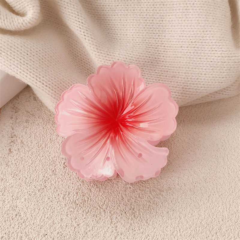 Haibin Holiday Flower Horquilla Island Holiday Estilo de vacaciones Color hibisco Pinza de agarre de flor de hibisco en la parte posterior de la cabeza Pinza de tiburón horquilla