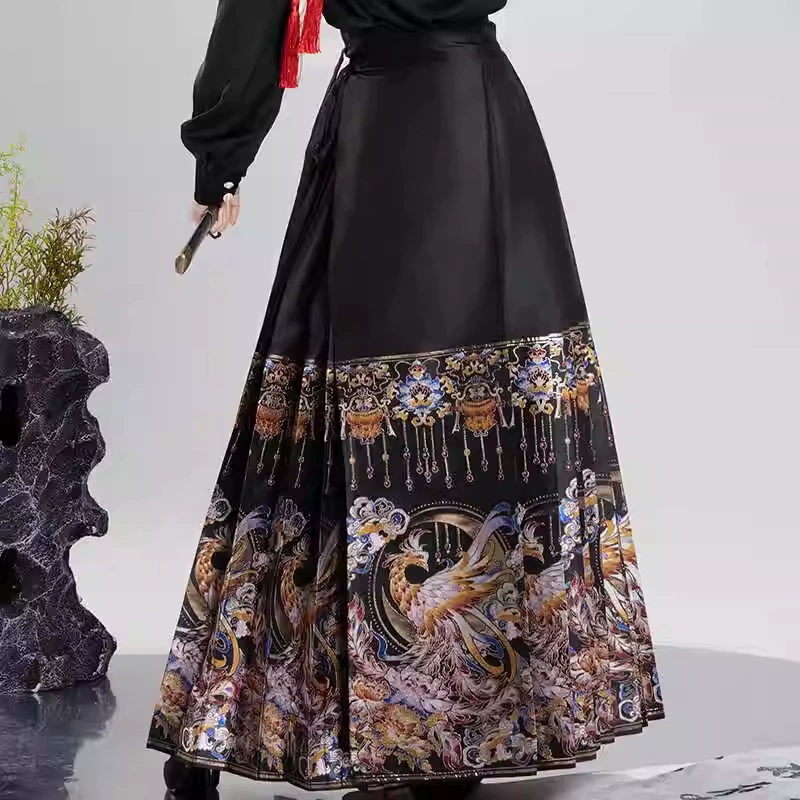 Оригинальный китайский стиль Hanfu женский 2024 новый феникс новый китайский ткацкий золотой макияж, цветочная конская юбка с лапшой китайский стиль весна и осень
