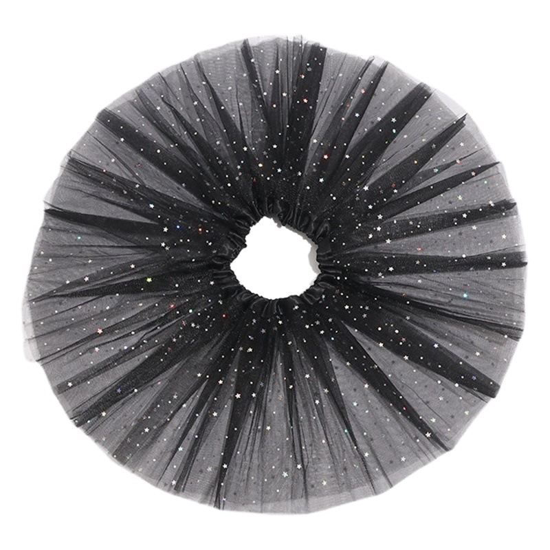 New children's sequined tutu skirt three-layer six-piece star flash half-length mesh skirt children's dance princess dress