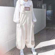 日系复古软妹灯芯绒背带裤女学生韩版宽松春夏新款灯笼阔腿裤