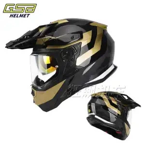 Motorcycle Helmet Headset — Reserved Bluetooth Slot - black-gold-cruise-dual-lens-m-recommended-head-circumference-54-55