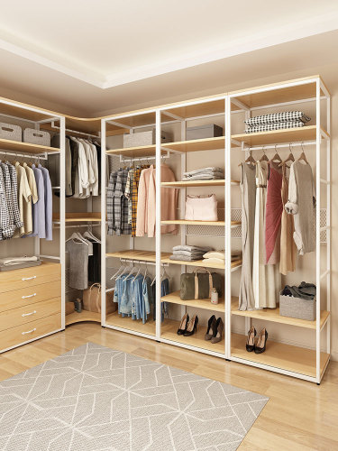 444Z wholesale wardrobe home bedroom open wardrobe rack walk-in metal cloakroom wardrobe simple assembly