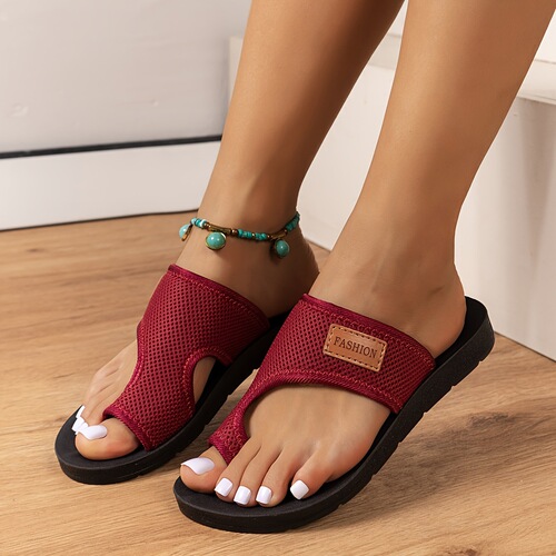 Women's Breathable Mesh Flat Slippers - Comfortable, -Sli