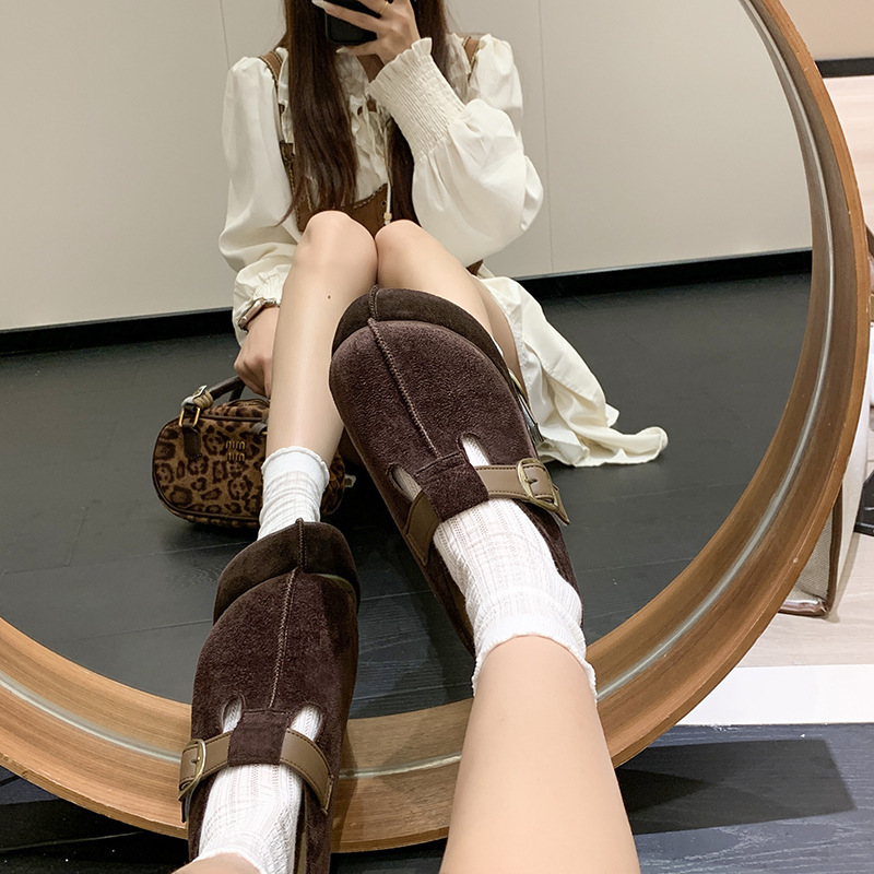 厚底内增高一脚蹬勃肯鞋懒人包头半拖鞋女外穿2025新款秋博肯单鞋|undefined