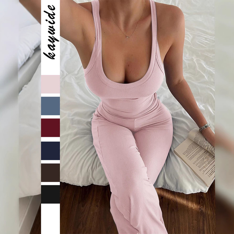 European and American Cross-Border Style Sports Yoga Camisole Vest Wide-Leg Pants Set Women's Clothing 2025 Autumn and Winter Casual Fashion