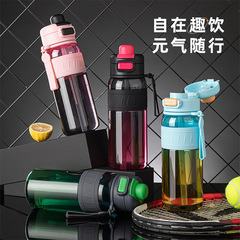 高顏值雙飲塑料杯大容量運動水杯便攜提繩彈跳杯健身水壺定製批發