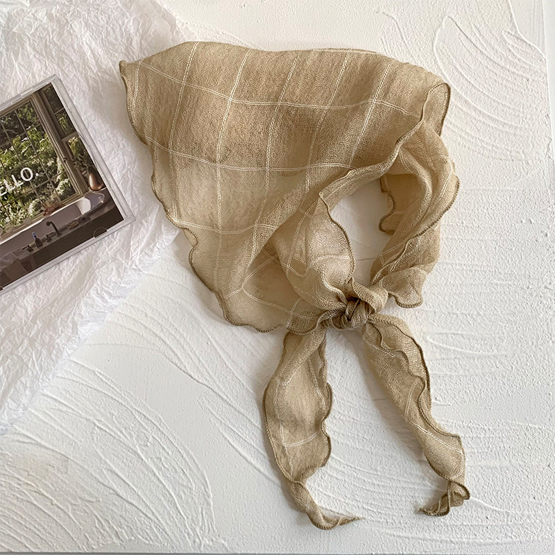 Turbante triangular, cinturón para el cabello, cabello atado, versión coreana de la bufanda triangular a cuadros japonesa, bufanda para el cuello de verano, bufanda transpirable de todo fósforo