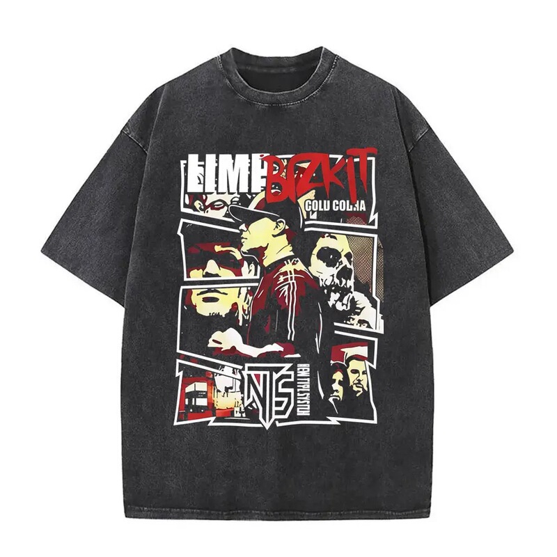 Washed Vintage Rock Band Limp Bizkit Graphic T-Shirt, Unisex Hip-Hop Casual Oversized Short-Sleeve T-Shirt Washed Vintage Rock Band Limp Bizkit Graphic T-Shirt, Unisex Hip-Hop Casual Oversized Short-Sleeve T-Shirt