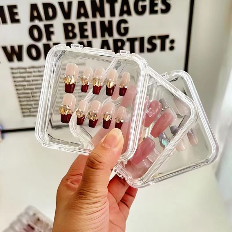 高端穿戴甲高级感亚克力手工打包展示盒吧唧盒子美甲收纳盒批发