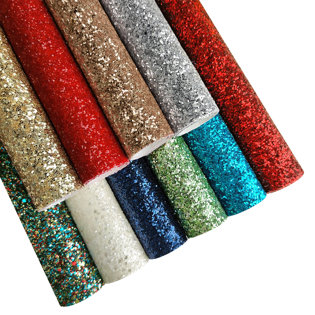 厂家直销金葱闪粉格利特皮革亮片闪光立体粗葱PU革箱包家具材料