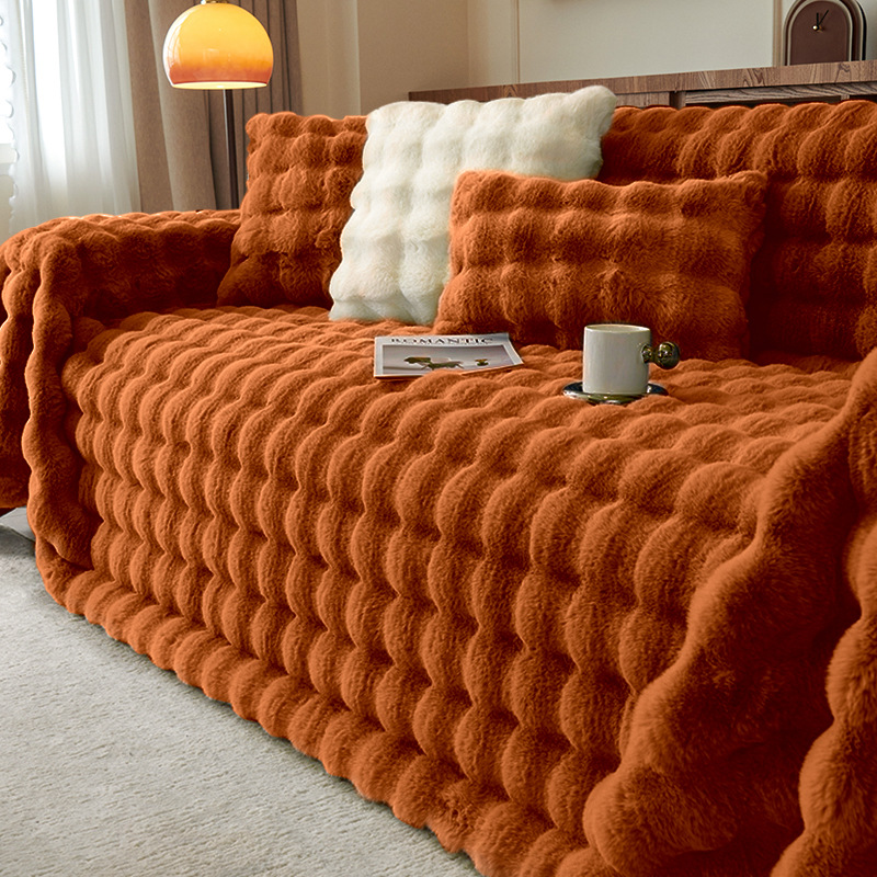 Todo incluido nuevo sofá de otoño y invierno para gatos cubierta de conejo peluche grueso cálido sofá cubierta toalla cojín manta sala de estar