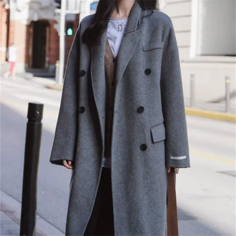 Quality double-sided cashmere woolen coat, increased thickness, oversize