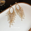 Silver needle, crystal, fashionable advanced earrings, European style, high-quality style, light luxury style, wholesale