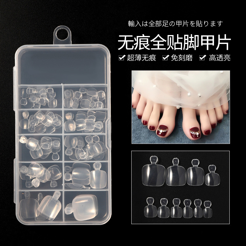 Toenail Manicure Patch Ultra-Thin Traceless Nail Patch Short Fake Nail Patch Transparent Full Patch Toenail Patch Special Glue