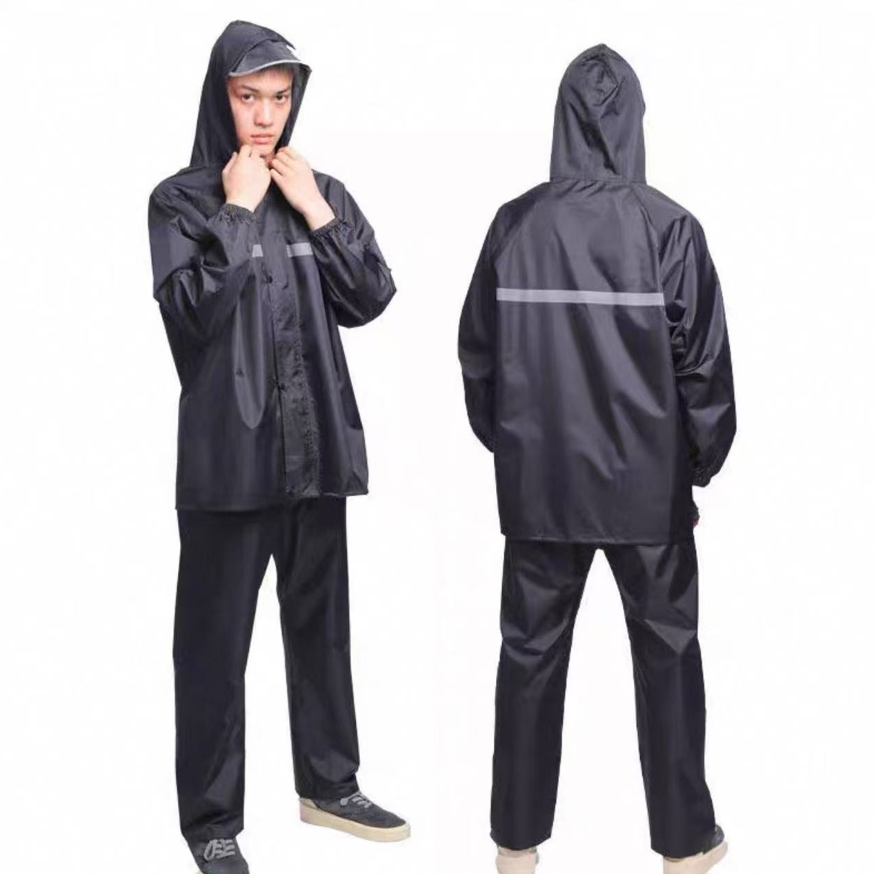 雨衣雨裤 长款套装 反光安全雨服连体分体成人款印字徒步户外