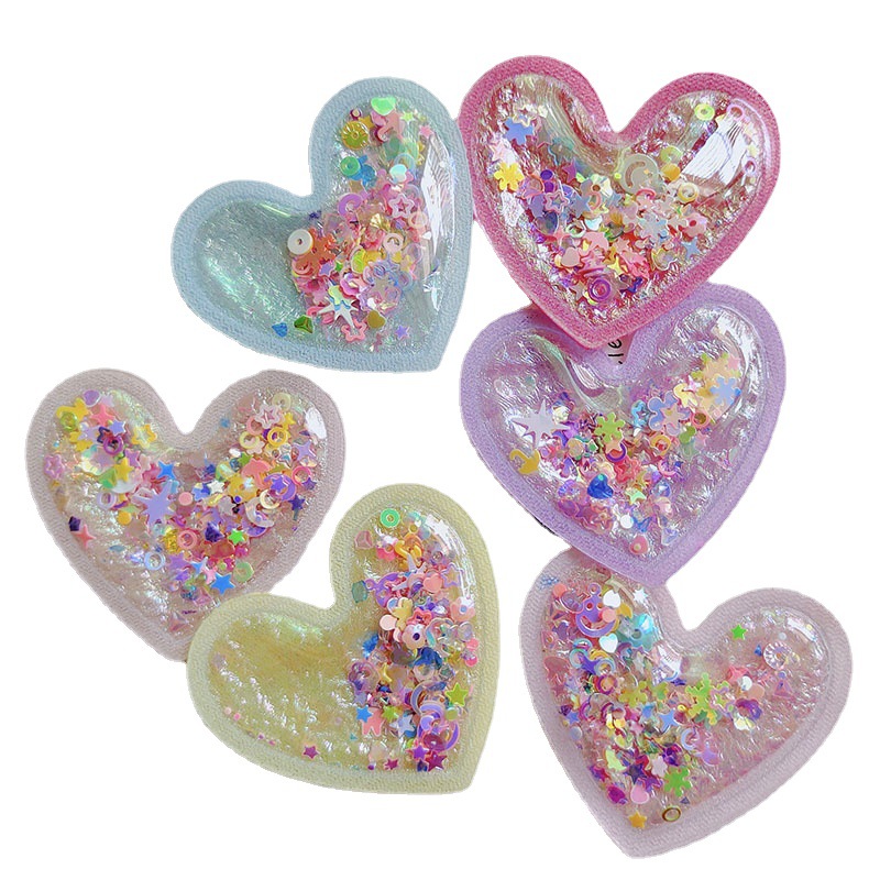 新しい色の皮の透明なpvcの流砂の愛のアクセサリの部品の子供の髪飾りの靴のアクセサリーのアクセサリー