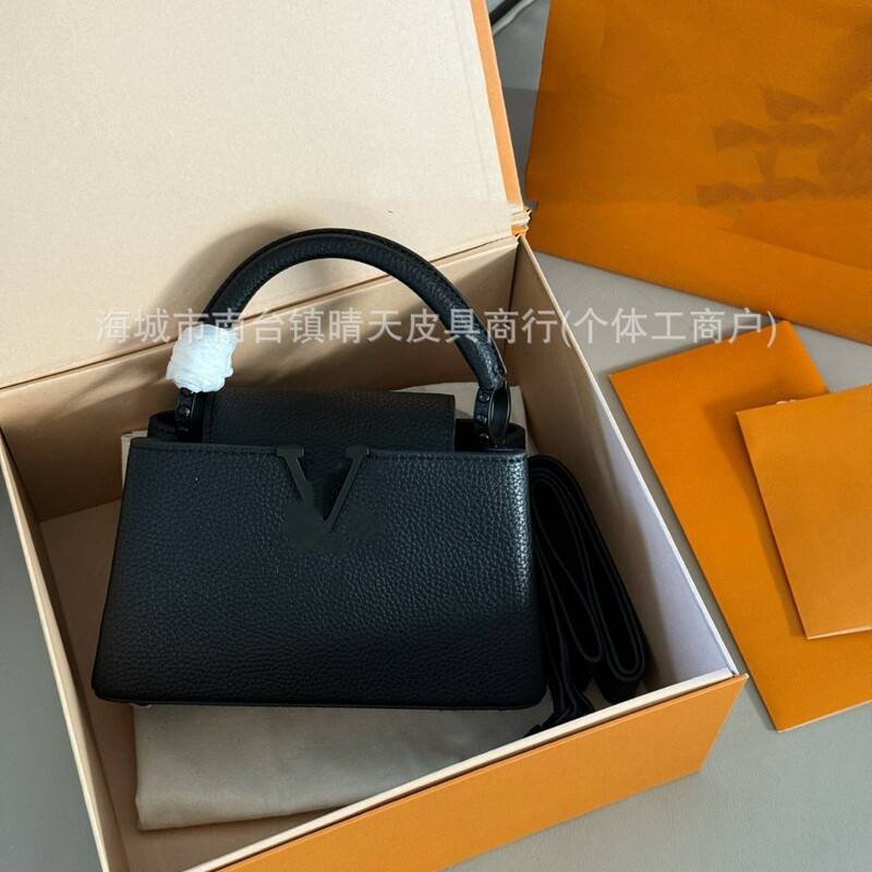 High-End Classic Women's Crossbody Bag, Lv Capucines Genuine Leather Solid Color Fashion Handbag, Single Shoulder Capucines