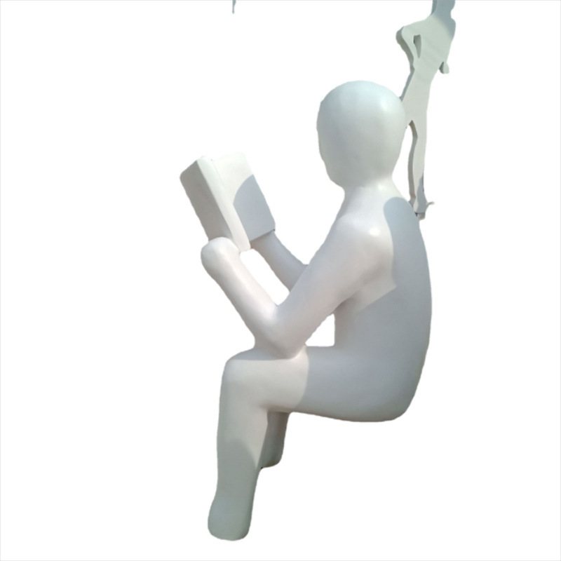 ガラス鋼読書人抽象人物彫刻屋外公園広場景観置物芝生チャット装飾像|undefined