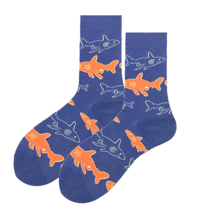 Popular Primavera, Otoño e Invierno moda media pantorrilla jacquard calcetines moda dibujos animados animal comida geométrica rayas fabricante