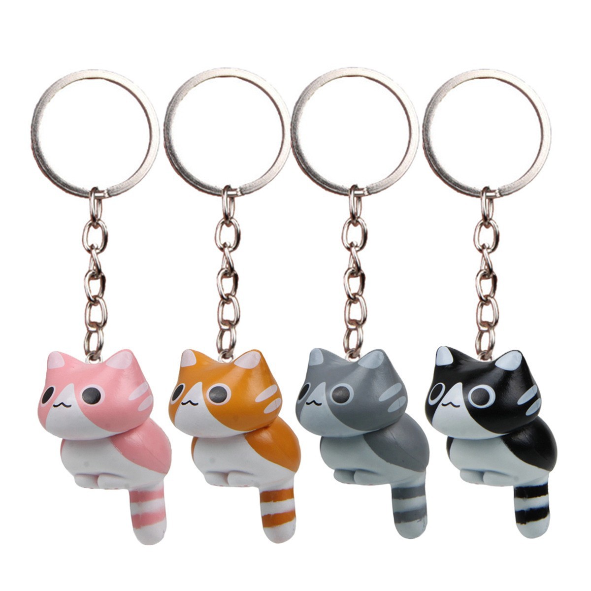 Manufacturer Supplies Cute Squatting Cat Creative Figurines DIY Keychains and Bag Accessories