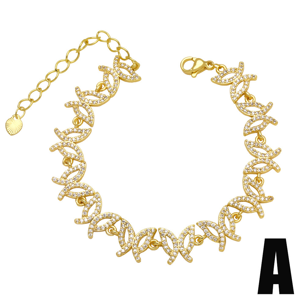 Fashion Simple Zircon Flower Butterfly Geometric Copper Bracelet