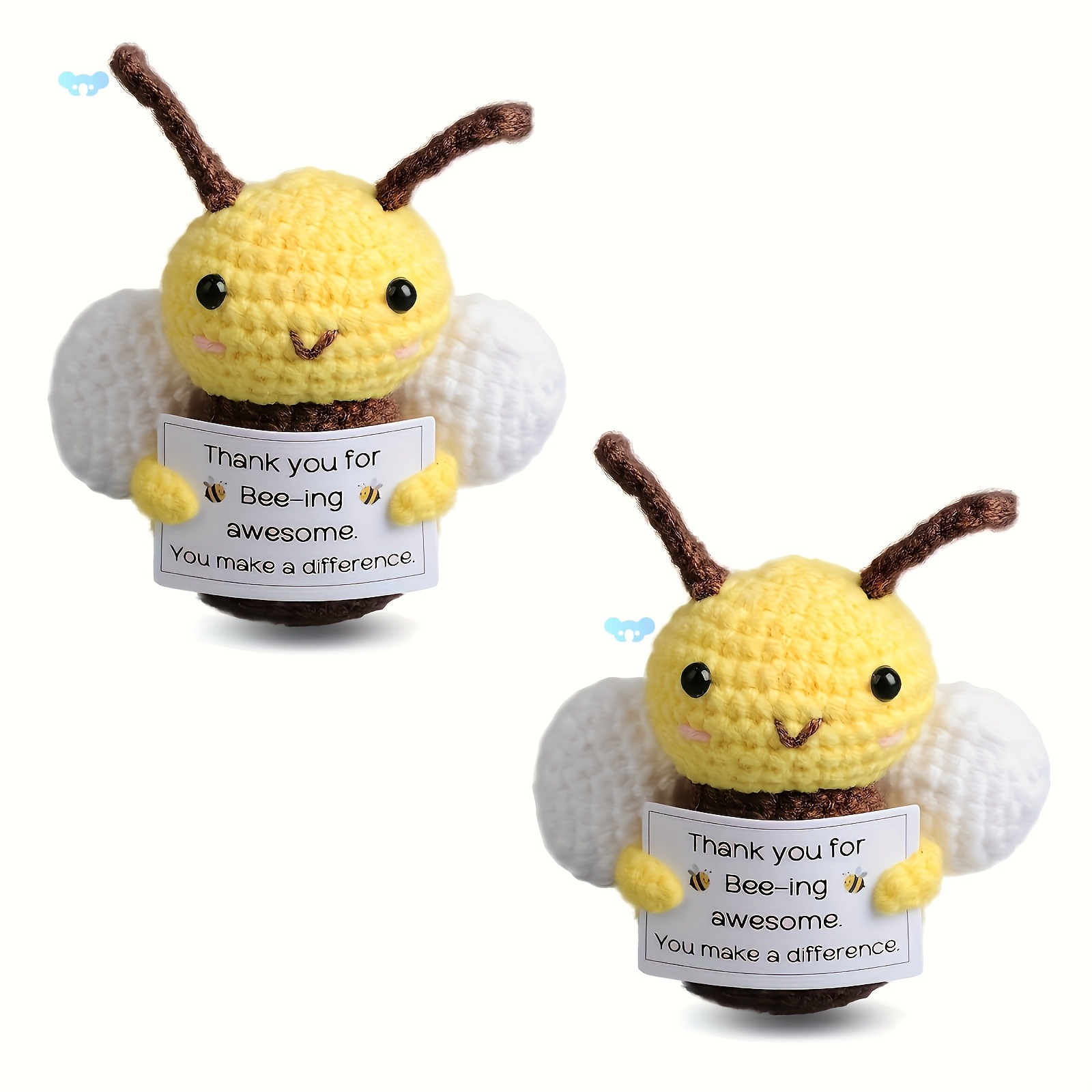 2pcs Cute Funny Crochet Bee Creative Flying Design Knitted