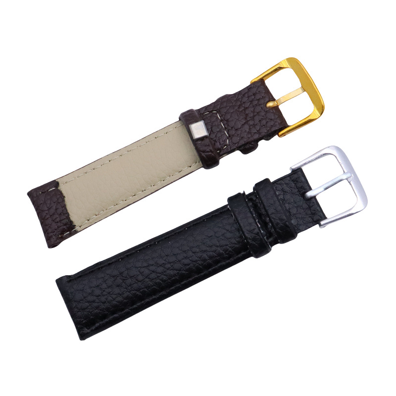 Accesorios de reloj correa de cuero litchi correa de cuero universal para hombres y mujeres 12mm - 22mm correa de hebilla negra marrón