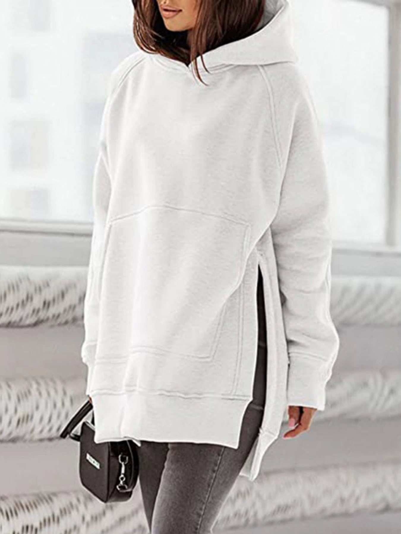 Solid Color Loose Hoodie Long Sleeve Solid Color Loose cross border