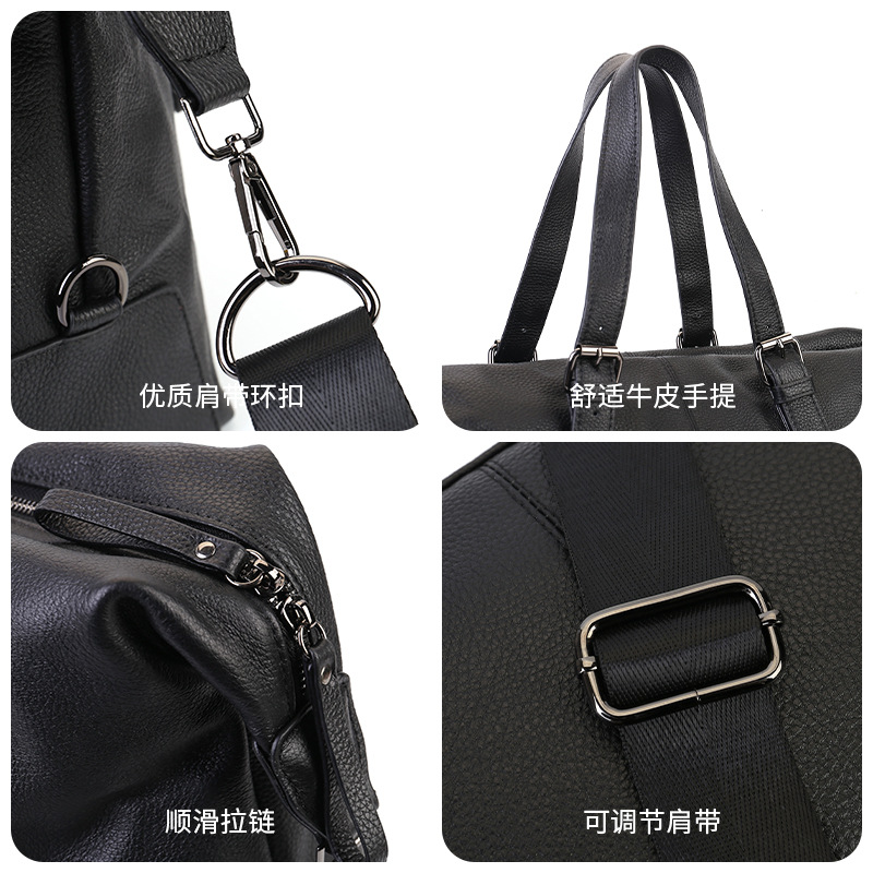 Cross-Border New Large Capacity Outdoor Gym Bag Fashion Casual Men's Travel Bag Genuine Leather Handbag And Crossbody Bag For Business Trips - Thumbnail 4