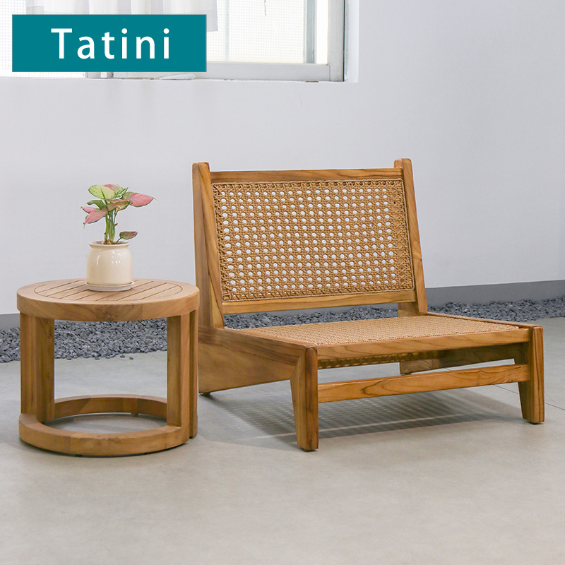 Sofá de madera maciza al aire libre patio jardín villa muebles de ocio al aire libre impermeable sofá de teca anticorrosivo