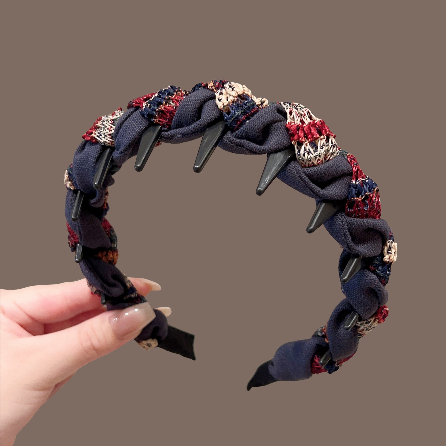 # 50 navy blue wrapped wavy hairband