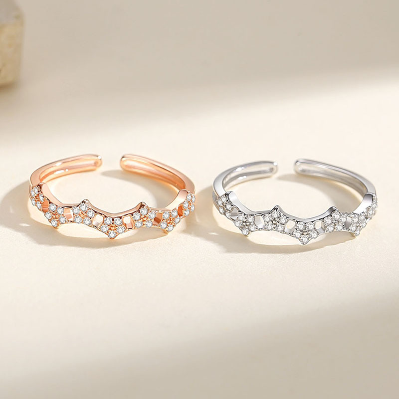 Tiktok popular plata esterlina S925 estrella anillo moda femenina luz estilo de lujo meteoro de alto grado sentido nicho diseño anillo