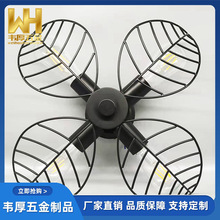 美式复古餐厅风扇吊灯 高级家用客厅电扇灯 中古铁艺变频静音灯