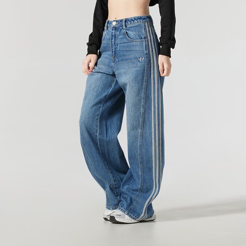 Original label Jennie style unisex jeans, vintage striped straight loose slimming versatile wide-leg pants, trendy Original label Jennie style unisex jeans, vintage striped straight loose slimming versatile wide-leg pants, trendy
