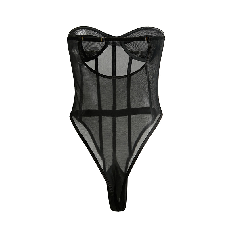 Primavera y verano transfronterizos nueva red de comercio exterior con ropa interior de goma europea y americana perspectiva sexy abertura del pecho de la camiseta de moldeo image 2