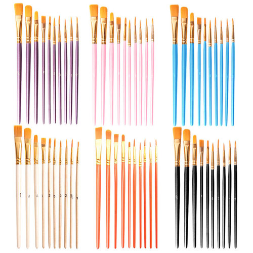 New 10 oil paint brushes nylon hair pearlescent blue hand-painted gouache watercolor brushes art painting brushes oil paint brushes